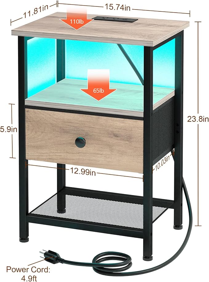 Night Stand, LED Nightstand - Image 3