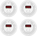 High Definition Color Screen Detector LCD Powered by Carbon Monoxide Detector and Smoke Alarm Battery (excluding Battery) (Compact Design, 4Pack-CO&Smoke)