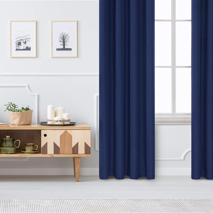 Deconovo Faux Linen Total Blackout Curtains Grommet Noise Reducing Panels - Image 7