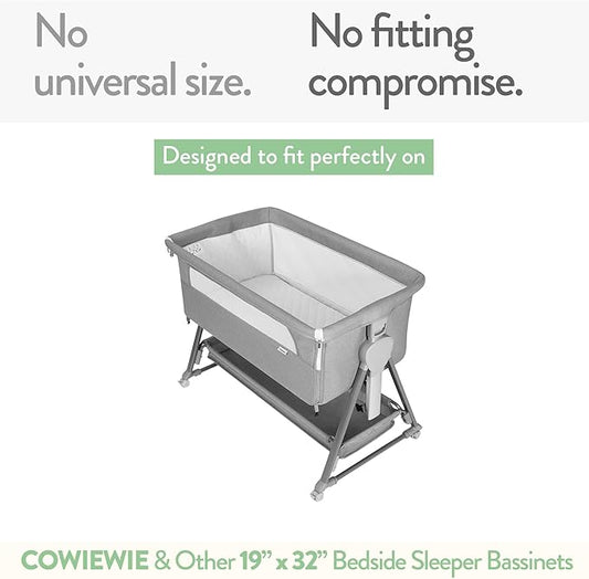 Joey + Joan Bassinet Fitted Sheets 19" x 32" for Cowiewie Bedside Sleeper Bassinet Mattress Pad – Snuggly Soft 100% Jersey Cotton – Cream + Brown – 2 Pack