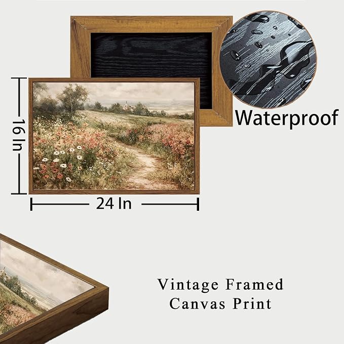 OIQArtOIQ Framed Canvas Wall Art, Vintage Decor, Landscape Nature Country - Image 4