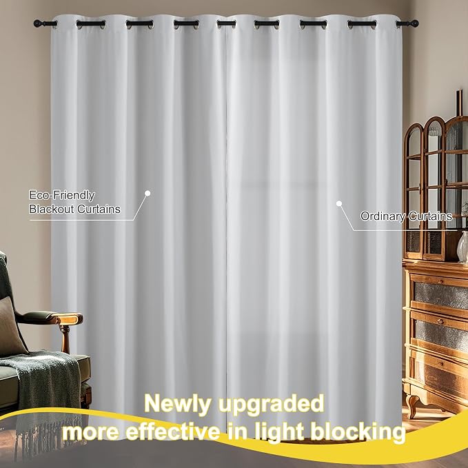 NICETOWN Greyish White 100% Blackout Curtains - Image 9