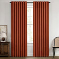 MIULEE Fall 100% Blackout Linen Curtains 42 x 90 Inch Burnt Orange 2 Panels | by MIULEE