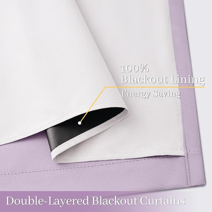 Yakamok Lilac 100% Blackout Curtains 72 Inches Long - Image 4