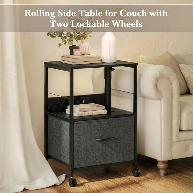 Faesun Swivel Lift Top Nightstand - Image 8
