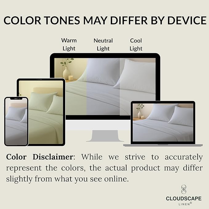 Cloud Scape Linen 100% Egyptian Cotton Sheets Full Size, 4 Pieces Luxury Bedding Set, 400 Thread Count,Hotel Quality, Silky Soft, Deep Pockets up to 17, Light Grey