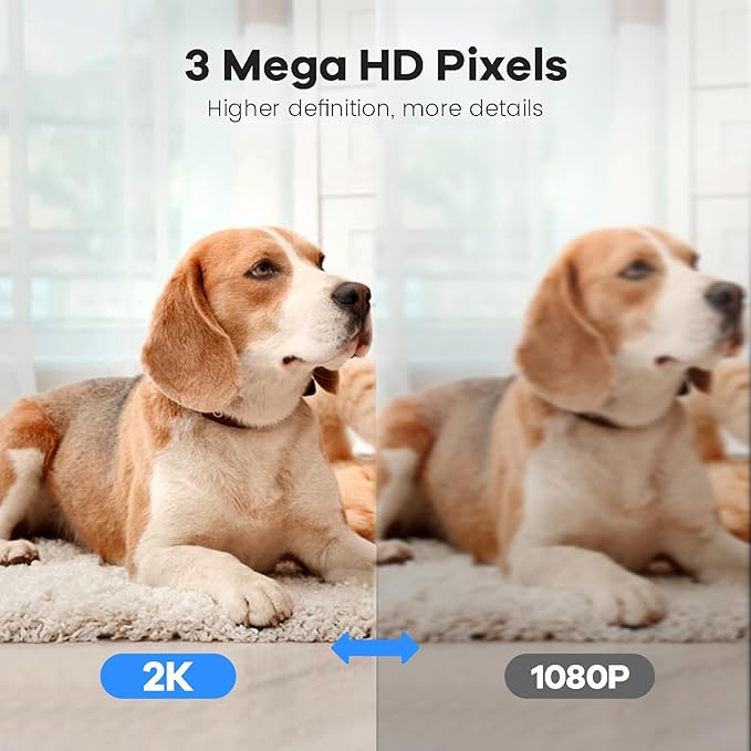 Smart Security Camera, 1080p Home Security Camera, Pan & Tilt 2.4Ghz Indoor IP Camera, with Person, Vehicle, Animal Detection, Phone App 2-Way Audio, Compatible with Alexa and Google Assistant