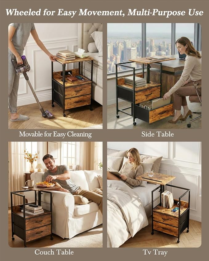 Faesun Swivel Lift Top Nightstand - Image 7