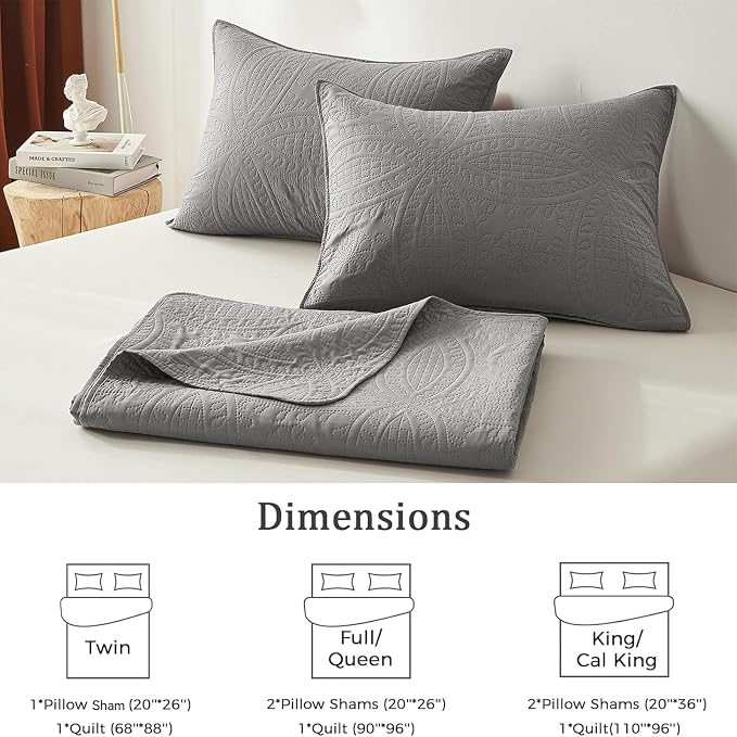akkialla Queen Quilt Bedding Set, Lightweight Soft Bedspread Coverlet, Modern - Image 6