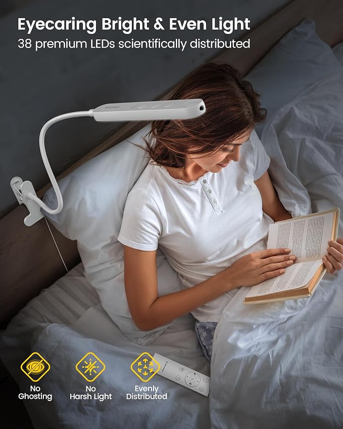 Glocusent 38 LED Clip On Light, 5W Eye Caring Book Lights - Image 2