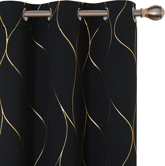 Deconovo Curtains for Living Room, Pattern Blackout Curtains 63 Inches Long | by Unknown