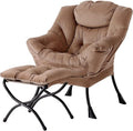 Welnow Lazy Chair with Ottoman, Reading Chair with Footrest, Khaki Velvet | A by LifeGetsBetterWithWelnow