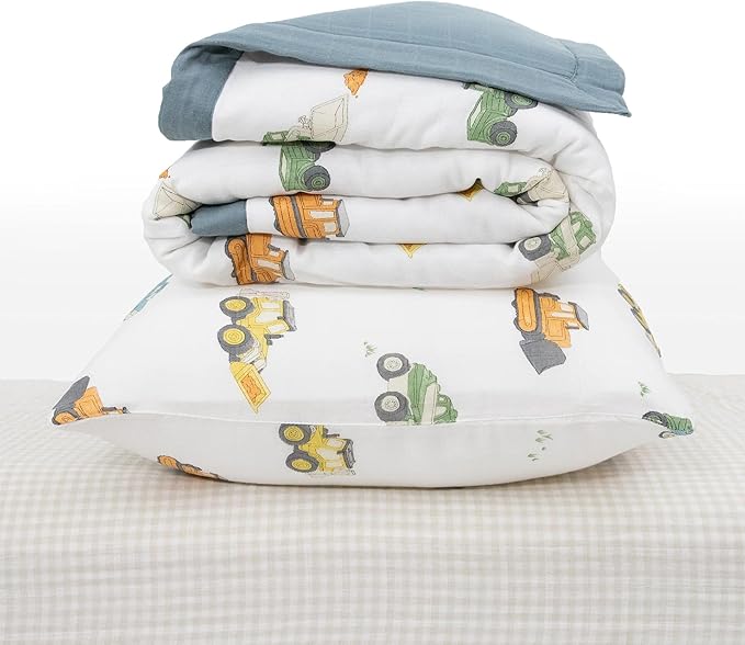 Little Unicorn Toddler Bedding 3-Piece Set | Super Soft & Breathable Muslin Fabric | for Convertible Cribs & Toddler Beds (Work Trucks)