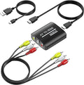 GINGIN RCA to HDMI Converter, AV to HDMI Converter for TV/PC/N64/Wii/PS1/PS2/PS3/STB/Xbox/VHS/VCR/Blue-Ray DVD Players, with 3.3ft RCA and HDMI Cables
