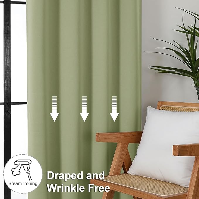 Simplebrand Ava Sage Green Extra Long 10ft Room Daekening Curtains - Image 7