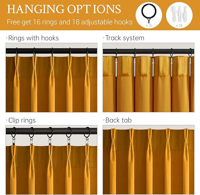 96 Inch Long Mustard Yellow Velvet Pleated Curtains 2 Panels Heavy Thick Velvet - Image 4