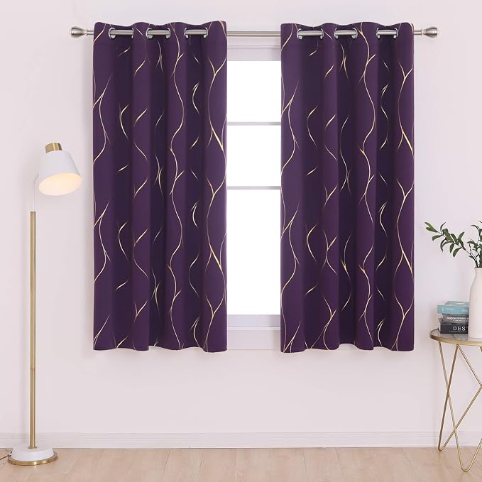 Deconovo Curtains for Living Room, Pattern Blackout Curtains 63 Inches Long | - Image 2