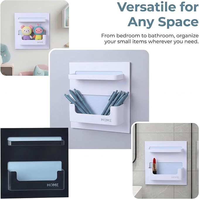 Bedside Shelf with Strong Sticky Gel, Wall Mount Organizer Holder - Image 7