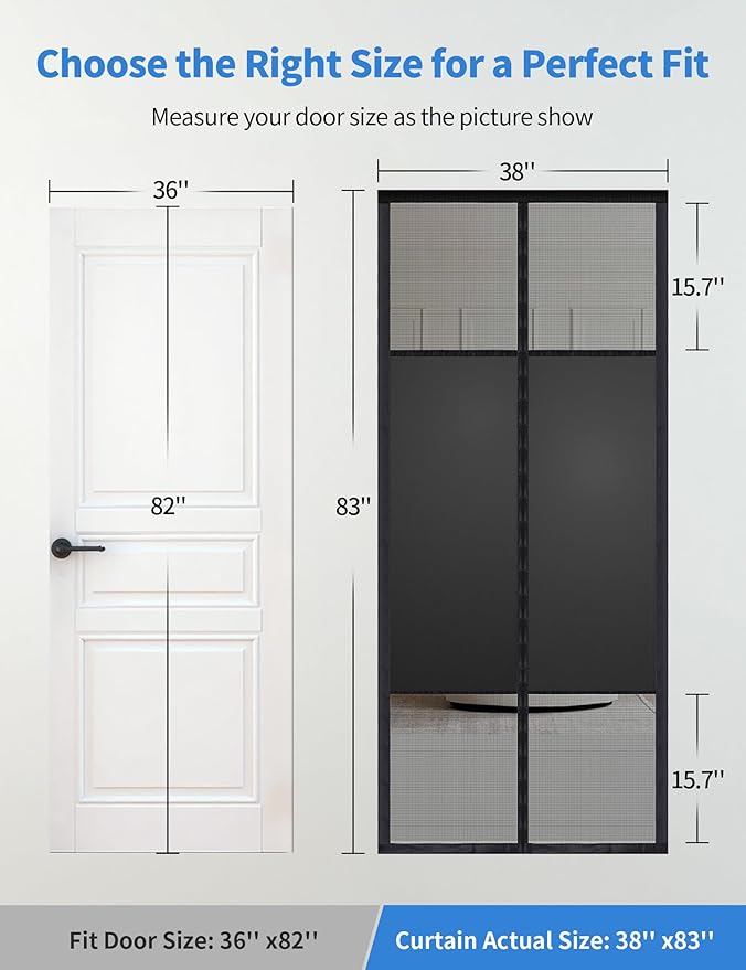 Magnetic Screen Door with Privacy Protection, PET Mesh Screen Fit - Image 2