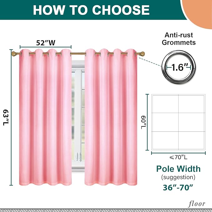 Diraysid 100% Blackout Curtains Pink Linen Curtains - Image 5