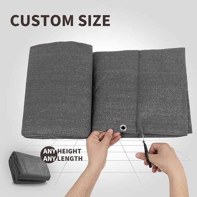 LOVE STORY Custom Size 3.3' x 5' Balcony Privacy Screen Cover, Dark Grey | HDPE - Image 2