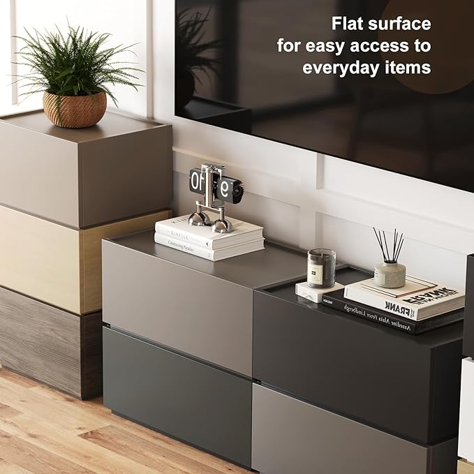 Stackable Storage Drawers, Wooden Drawer Storage Organizer, End Table with Wooden Drawers, Small Storage Cabinet, Modular Design, Available in 2 Sizes for Versatile Use White Small Set 1