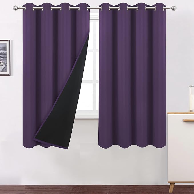 100% Blackout Curtains 52 x 72 Inch/Purple Curtains 2 Panels by Lemomo