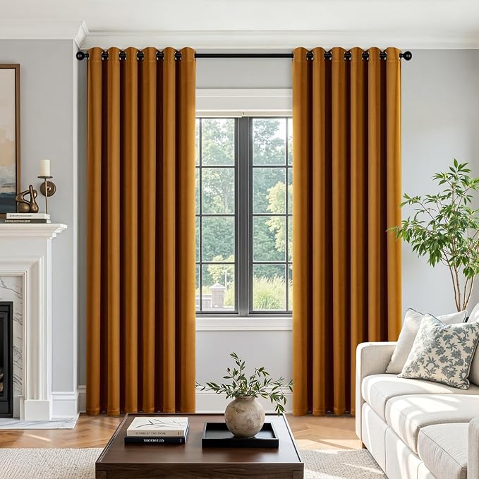 Gold Brown Blackout Curtains for Bedroom Living Room W40 x L84 Inch | 84 Inch - Image 5