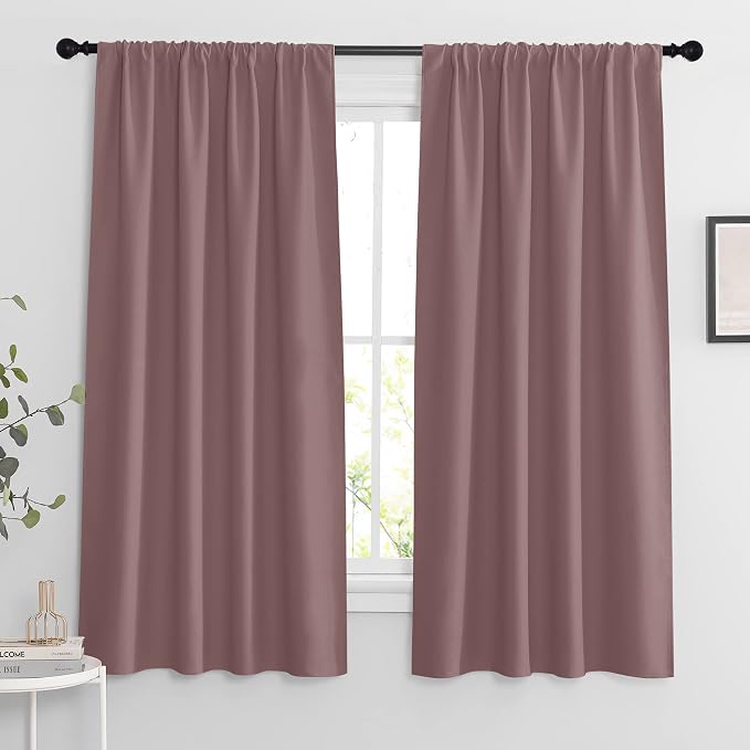 RYB HOME Blackout Curtains for Bedroom Living Room Nursery 63 inches Long | by RYBHOME