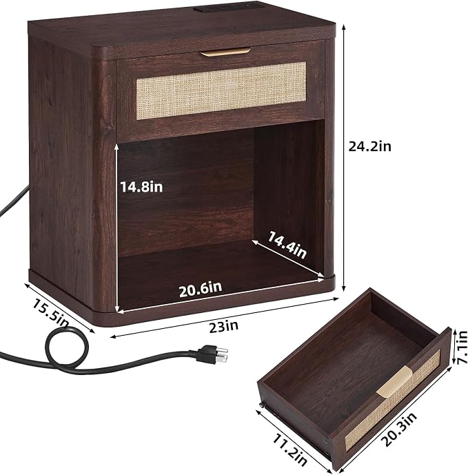 LEYAOYAO Rattan 23" Nightstands Set of 2 - Image 3