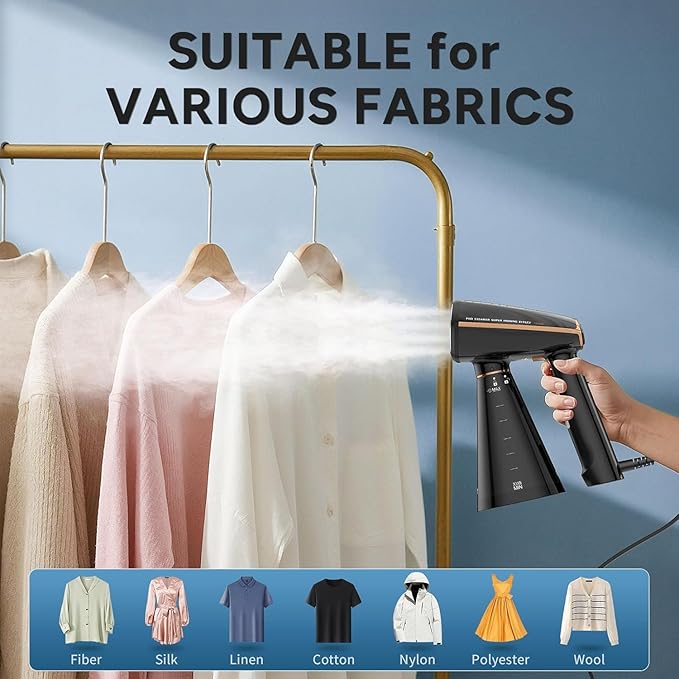 IRONDAY Steamer for Clothes, 1200W Portable Handheld Garment Steamer&Iron 2-in-1 with Fast Heat-up, Auto-Off, 350ml Water Tank, Powerful Foldable Handle Clothes Steamer Compact Size for Travel Home