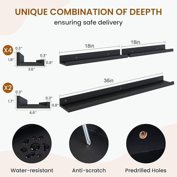 Picture Ledge Shelf, Floating Shelves - Image 3