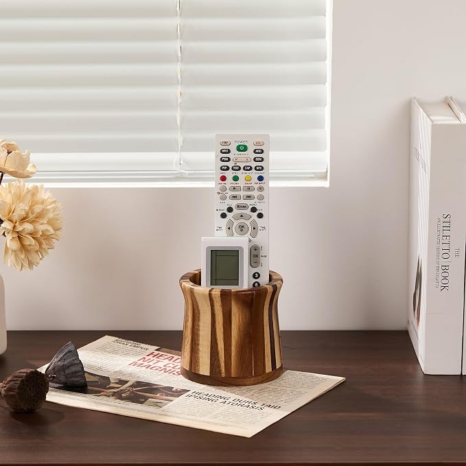 Acacia Wood Small Remote Control Holder, Organizer - Image 8