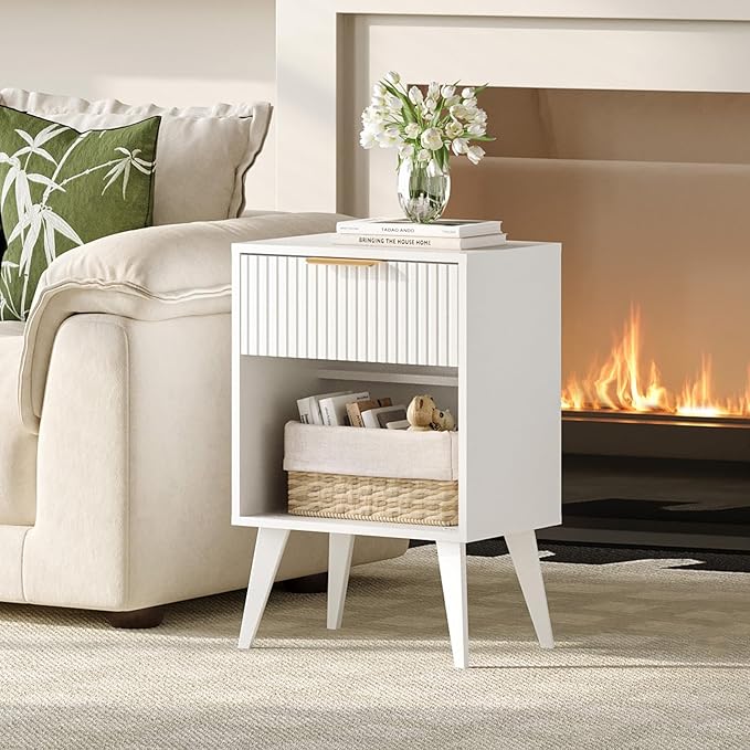 YAUKOMEL Fluted Nightstand by YAUKOMEL