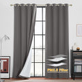RYB HOME Noise Reducing Barrier for Bedroom, Totally Blackout Drapes Energy Smart Window Treatment Anti Dust Divider Curtains PM2.5 Pollen Smog Filtering, Grey, W52 x L90 inch, 2 Panel