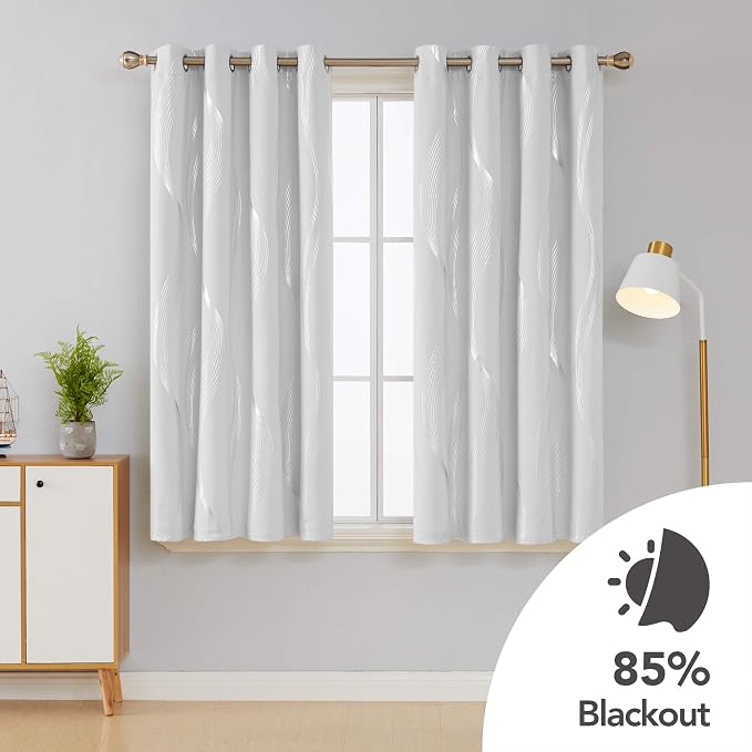 Deconovo Curtains for Living Room, Pattern Blackout Curtains 54 Inches Long | - Image 2
