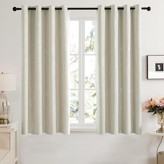 Deconovo Curtains for Living Room, Pattern Blackout Curtains 54 Inches Long | - Image 2