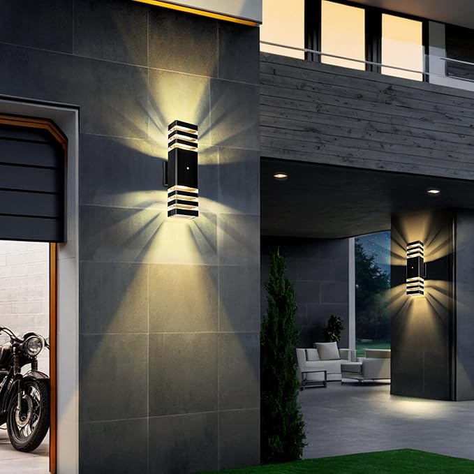 MZLITI LED Square Up & Down Wall Lights 2 Pack 15inch,Outdoor Wall Lights 3000K Aluminum Body Waterproof IP65 Exterior Light Fixtures Wall Mount, Up Down Porch Lights Outdoor for House Porch Garage