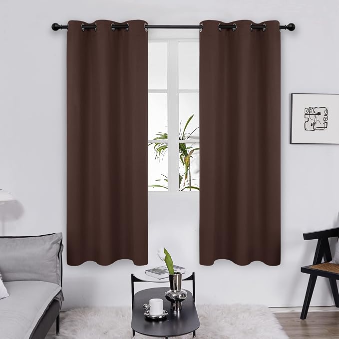 Deconovo Blackout Curtains for Bedroom and Living Room 63 Inches Long | Black - Image 2