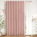 Linen Textured Total Blackout Sliding Door Curtains 96 Inches Long, Blush Pink by 100BlackoutShield