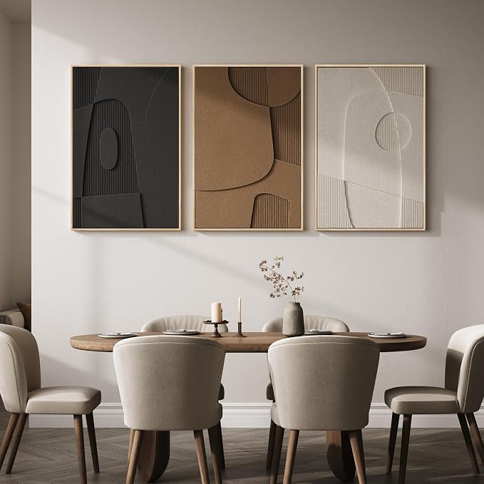 Large 3D Textured Framed Neutral Abstract Wall Art - Image 5