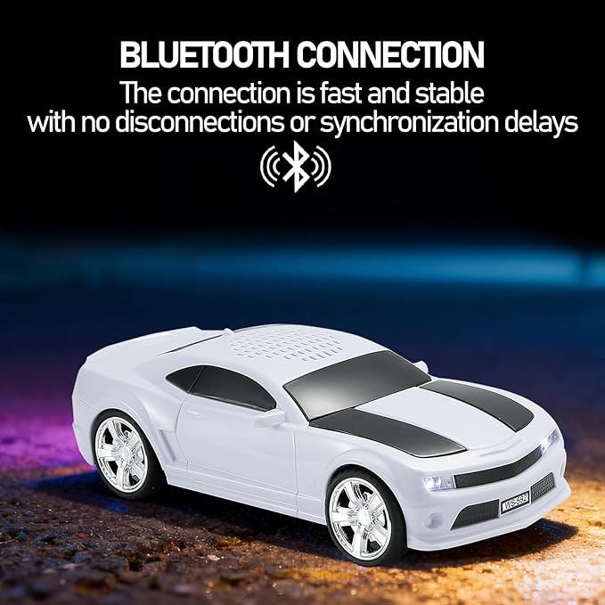 WSTER Classic Sports Car Model Bluetooth Speaker, Portable Wireless Outdoor Speaker with HD Sound, TWS Pairing, Truck Bluetooth Speaker, Parties & Home Audio (White)