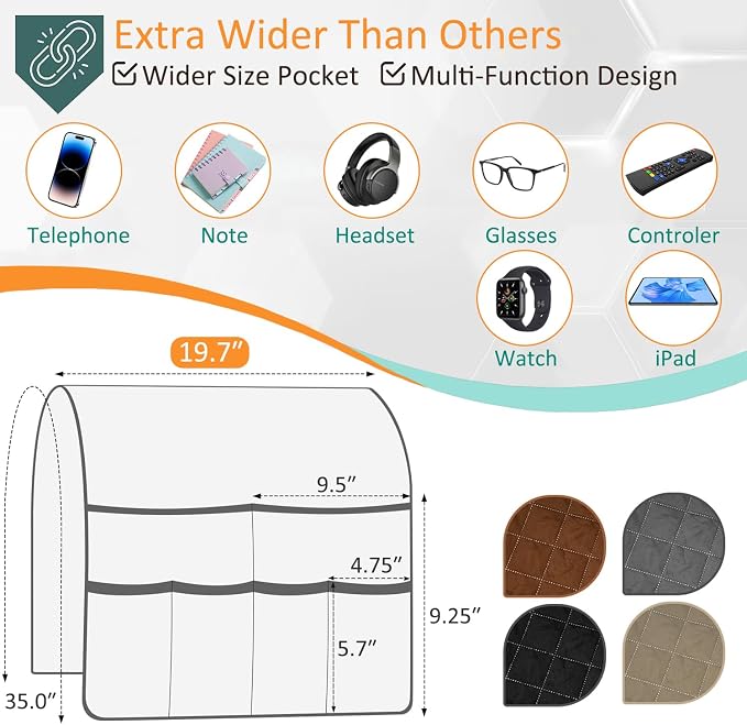 Remote Control Holder for Recliner Armchair Caddy Couch Armrest Organizer - Image 2