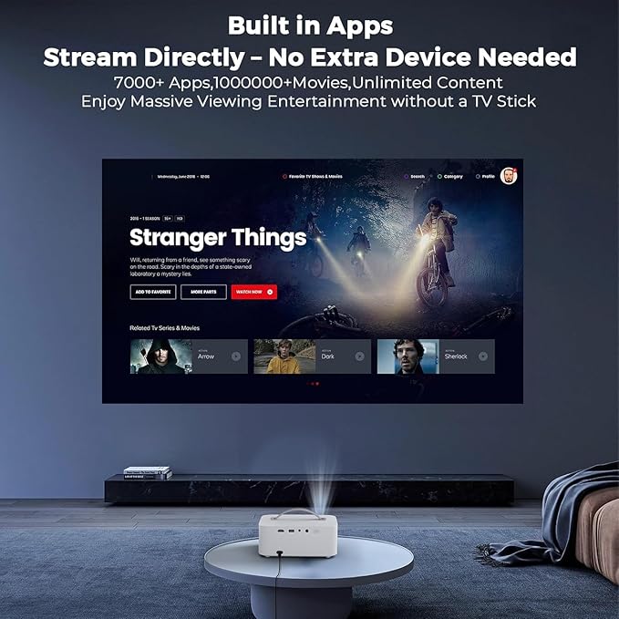 [AI Movin 2.0 OS/2000 ANSI/Official-Apps] Outdoor-Projector-4k with WiFi and Bluetooth, 35W DoIby Audio, AI Auto Focus with HDR10+, Lisowod 4k Support Portable Smart Proyector Compatible with Netflix