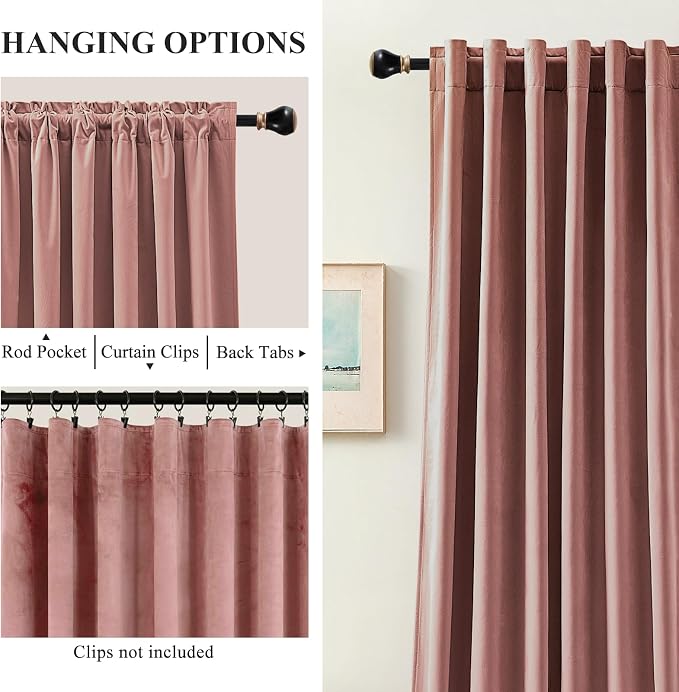 Blackout Velvet Curtains 90 Inches - Image 2