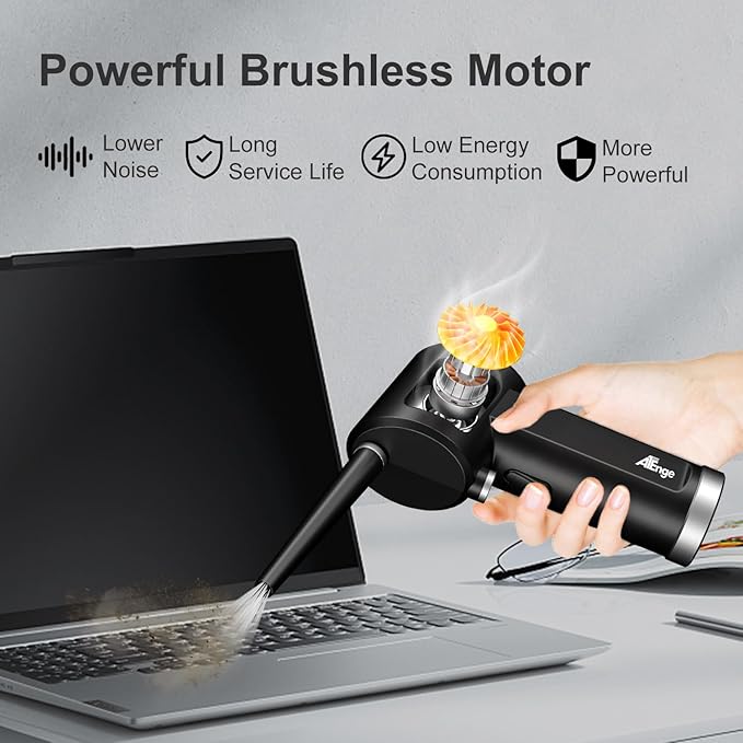 Electric Air Duster, Cordless Air Duster, Rechargeable Compressed Air Duster, 33000 RPM Air Blower, Two Smart Start Modes, Good Replacement for Compressed Air Can, Reusable Dust Destroyer…