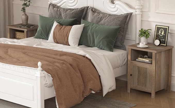 ChooChoo Farmhouse Nightstand, Rustic Vintage End Side Table - Image 3