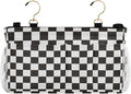 Checkered Black Bedside Caddy for Dorm Bed Bedside Hanging Caddy Bag Iron Frame by QwThum