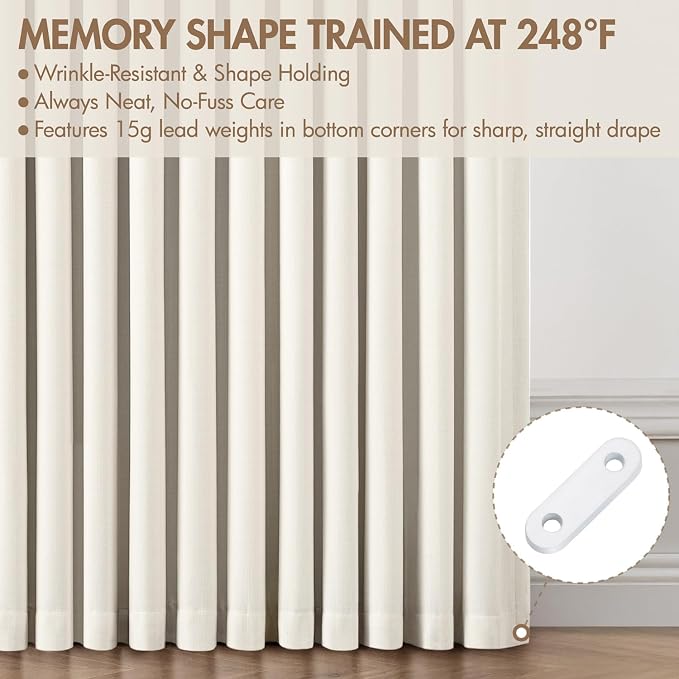 MIULEE Pinch Pleated 100% Blackout Curtains 40"x84" Beige White 4 Panel Set | - Image 5