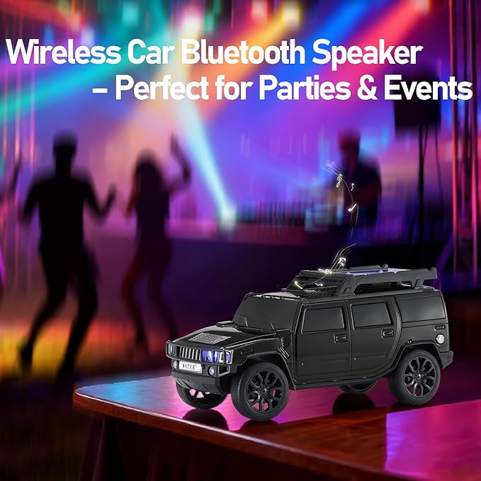WSTER Solar Off-Road Car Bluetooth Speaker – HD Stereo Sound with TWS Pairing, TF/USB Playback, Portable Bluetooth Car Speaker for Home Audio, Outdoor Use & Retro Gifts for Men (Black)